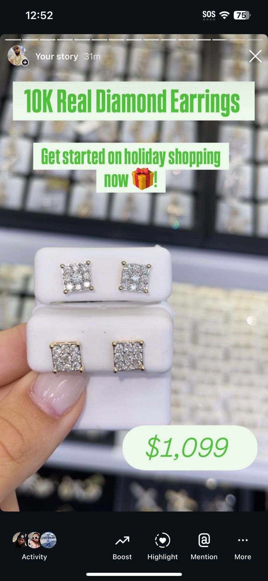 10K Real Diamond Earrings On Sale / Diamante Arretes De Oro