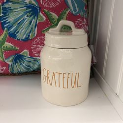 New Rae Dunn “grateful” Canister