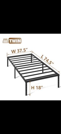 18 inch twin size black metal bed frame