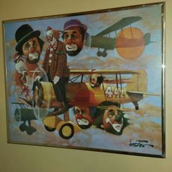 Rare Oberstein 16x20 Clown Airplane 442 Litho.