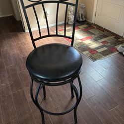  2 -Set Brown 30.0-Inches H Bar height Round seat Upholstered Swivel Metal Bar Stools