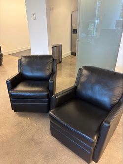 Black leather swivel sofa chair x2
