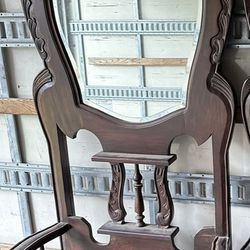 Vintage Throne Mirror Chair With Storage Seat 