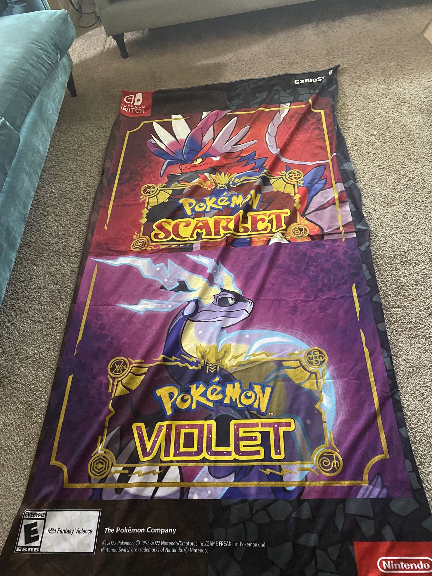Gamestop Pokemon Scarlet And Violet Fabric Poster