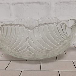 Vintage Mikasa Double Swan Clear And Frosted Crystal Oval Handles Bowl