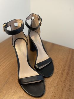 Stuart Weitzman Black Leather Ankle Strap Heels – Size 7.5