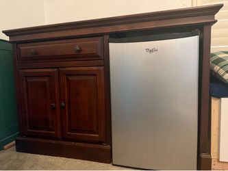 Custom Cherry Bar Cabinet and Mini Fridge (25.5 x 55.75 x 37)