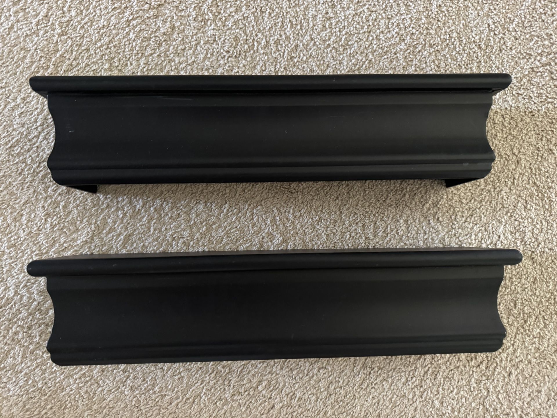 Set of 2 Black Wooden Wall Shelves
