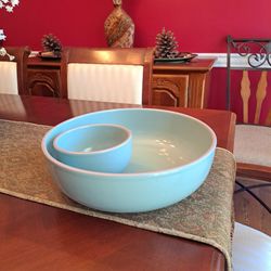 Chip And Dip Bowl (Pottery Made In Portugal)