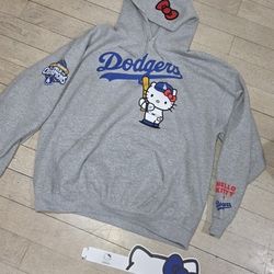 Dodgers Hello Kitty Hoodie Sweater 4/13 Sga  W/ Ears