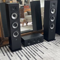 Polk TX60 Towers Speakers, Polk T30 Center Speaker, Home Theatre Surround Sound Audio 