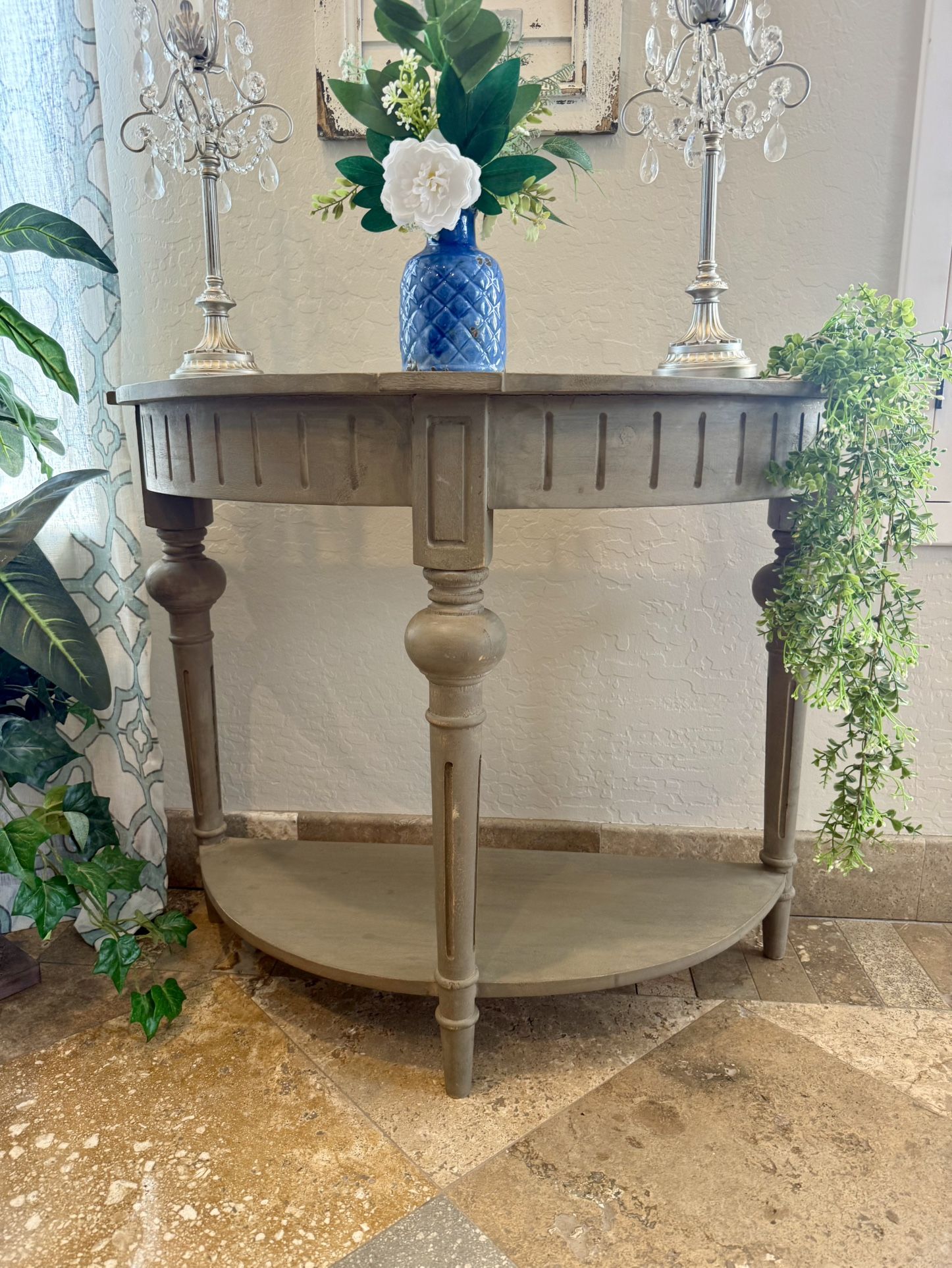 Taupe Half Circle End Table