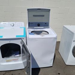 New Dented Samsung Top Load Washer And Gas Dryer Set 