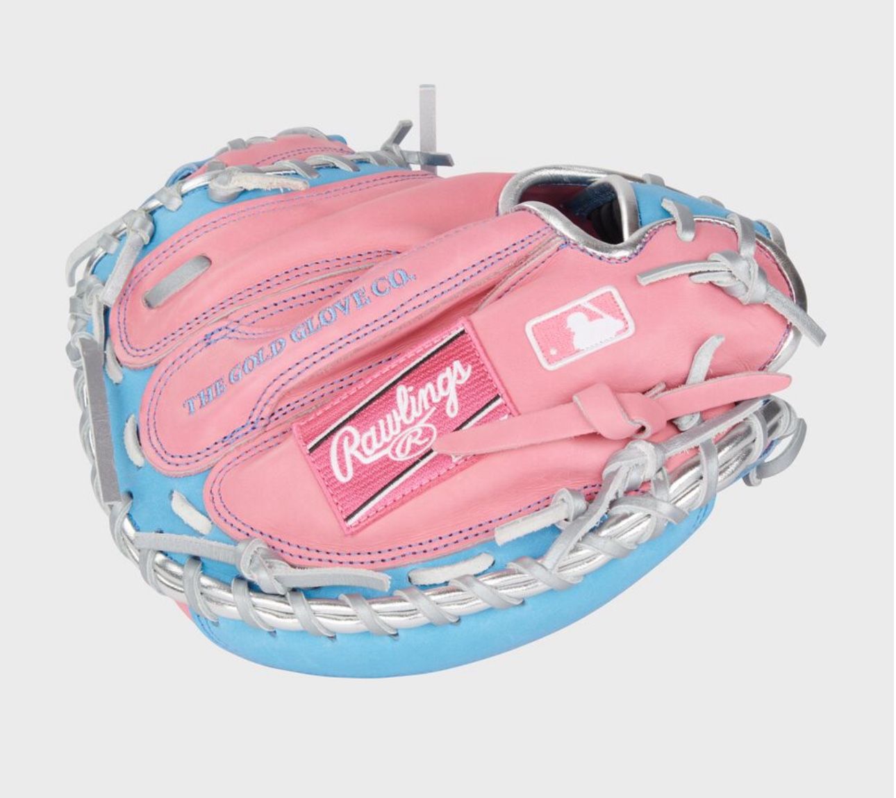 Rawlings HEART OF THE HIDE 32.5" CATCHER MITT, RIGHT HAND THROW Blue Pink Glove
