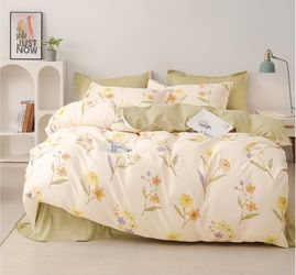 New Floral Cotton Queen Duvet Cover Set 3Pcs Comforter Cover 2 Pillowcases Bedding Set