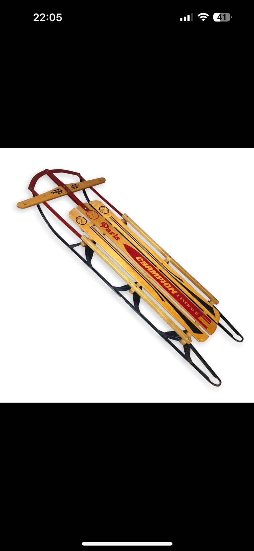 Paris CHAMPION Fastback 655 sled 55” X 22” #655 Beautiful Condition Vintage