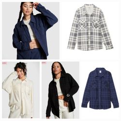 New Victoria Secret Pink Reverse Fleece Shackets Size XXL $30 Each 