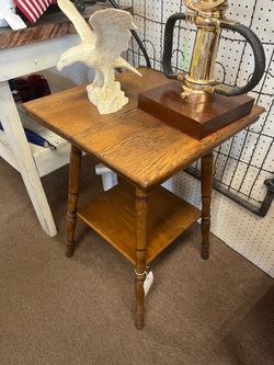 Antique Oak Two Tier Side Table
