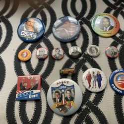 Various Collectible Presidential Campaign Buttons.