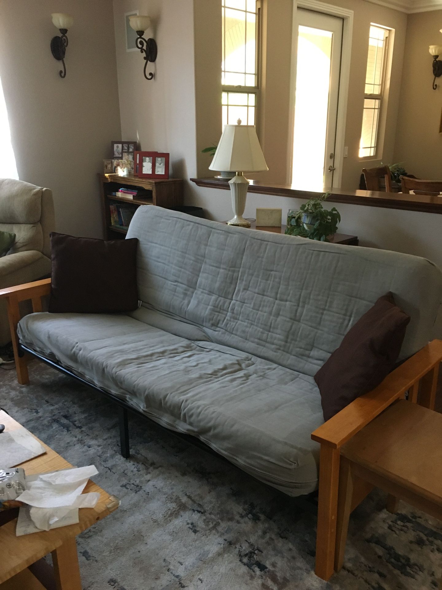 Wooden Futon & End tables