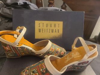 Vintage LA Belle Originals Patterned Wedge Sandals 