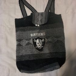 Raiders NFL Woven Fabric Drawstring Backpack Bag.