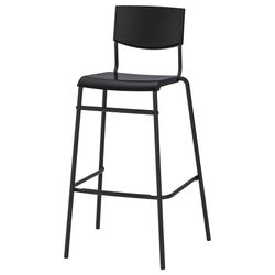 IKEA STIG Bar stool with backrest, black/black
