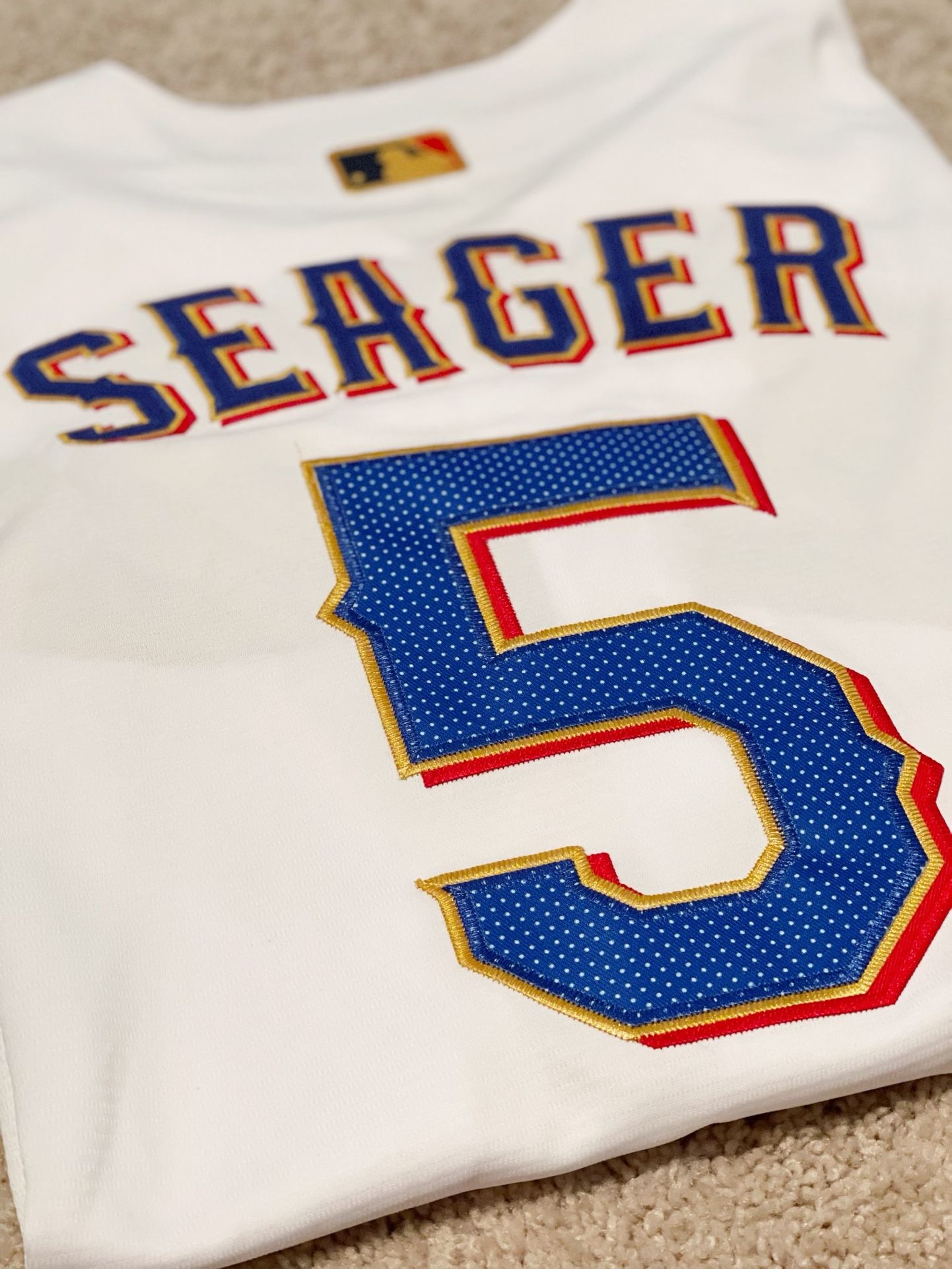 #5 Seager Stitched Texas Rangers 2024 Gold collection with World Series Hat!!