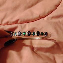 Sapphire And Opal Sterling Silver Bracelet 