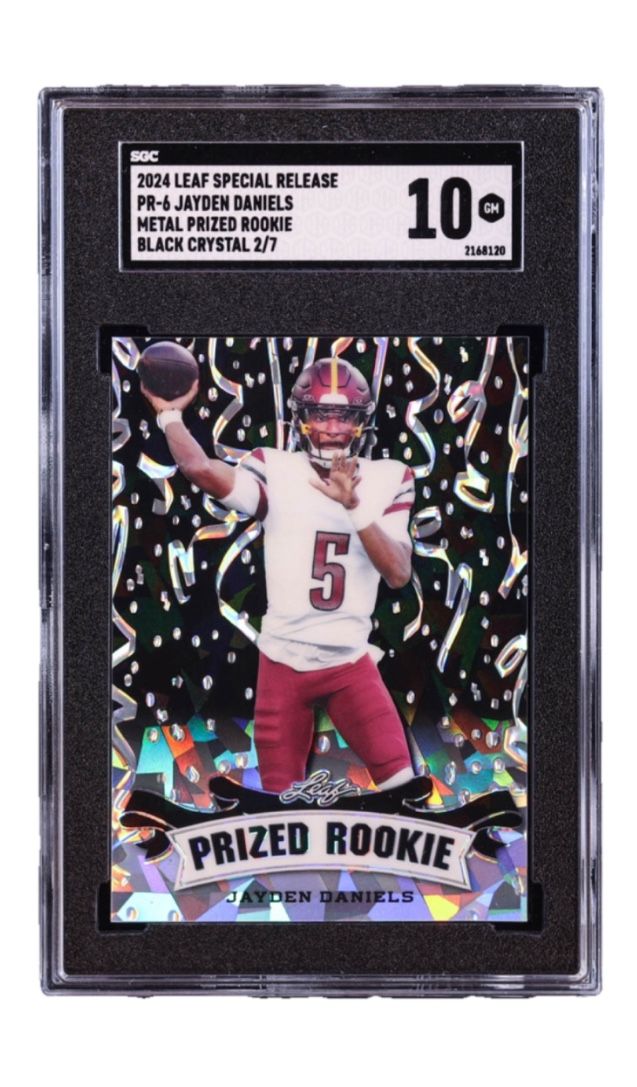 2/7 Jayden Daniels Leaf Metal Special Release Prized Rookie Crystal Black