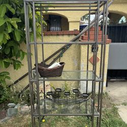 Metal Shelf With Glass Shelves 