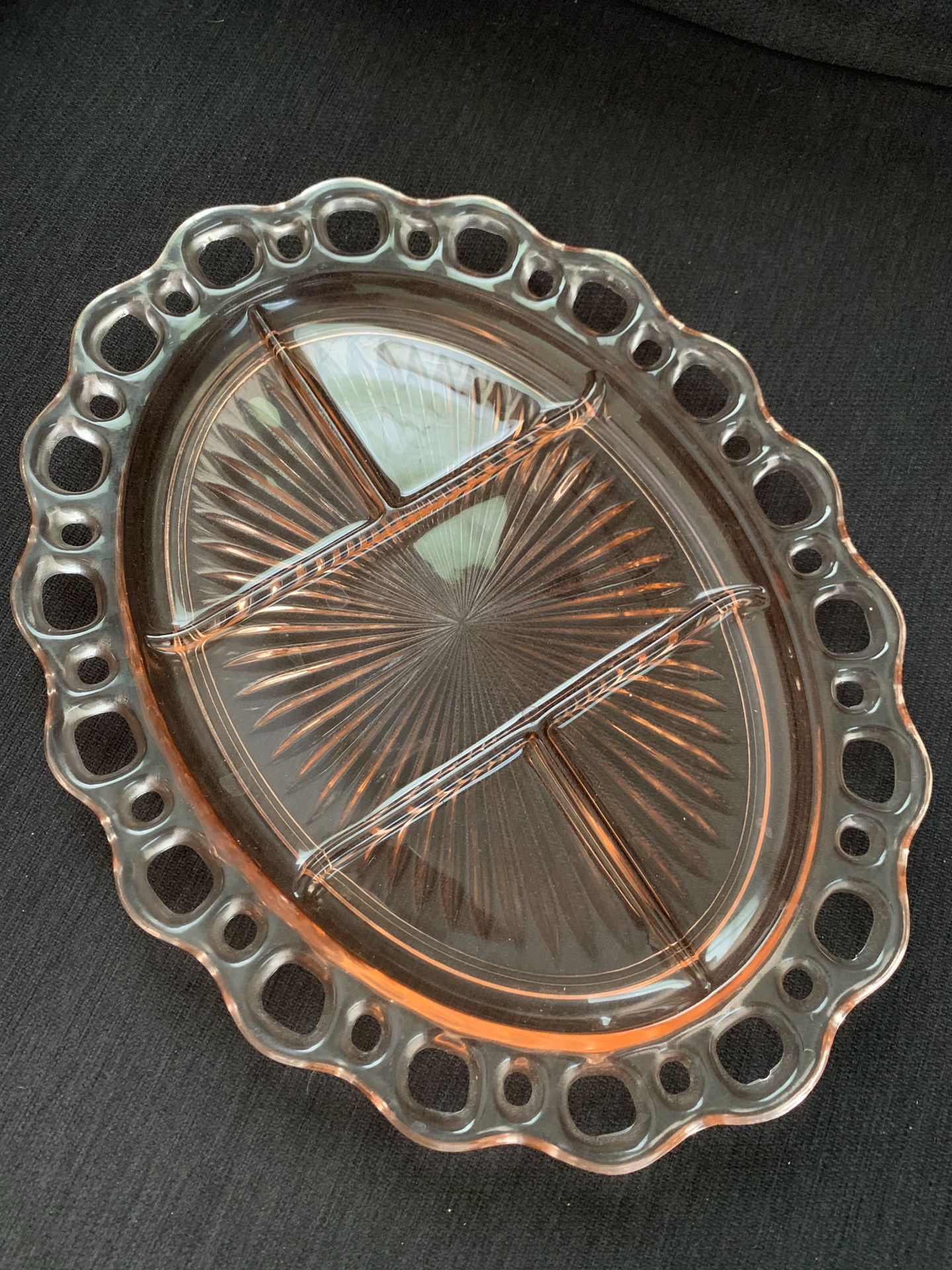 Vintage peach glass serving tray