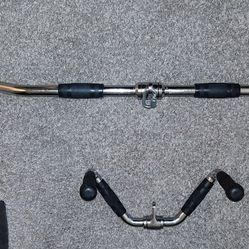 Wide Grip Lat Pull Bar, Triceps Rose Bicep Curls Etc