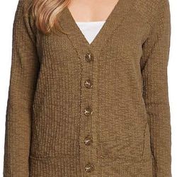 Two by Vince Camuto  Olive Green Textured Cardigan Size Medium