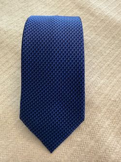 Ermenegildo Zegna Silk Tie Blue Geometric Woven Crest Disegno Esclusivo Italy
