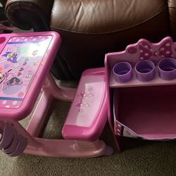 Disney Minie Mouse And Duck 2 Kids Play Desk And Stand