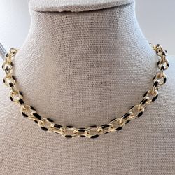 18K Gold Plated with Black Accents Chain Necklace 