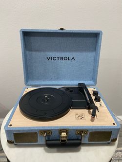 Vinyl Record Player - Victrola Blue Suitcase