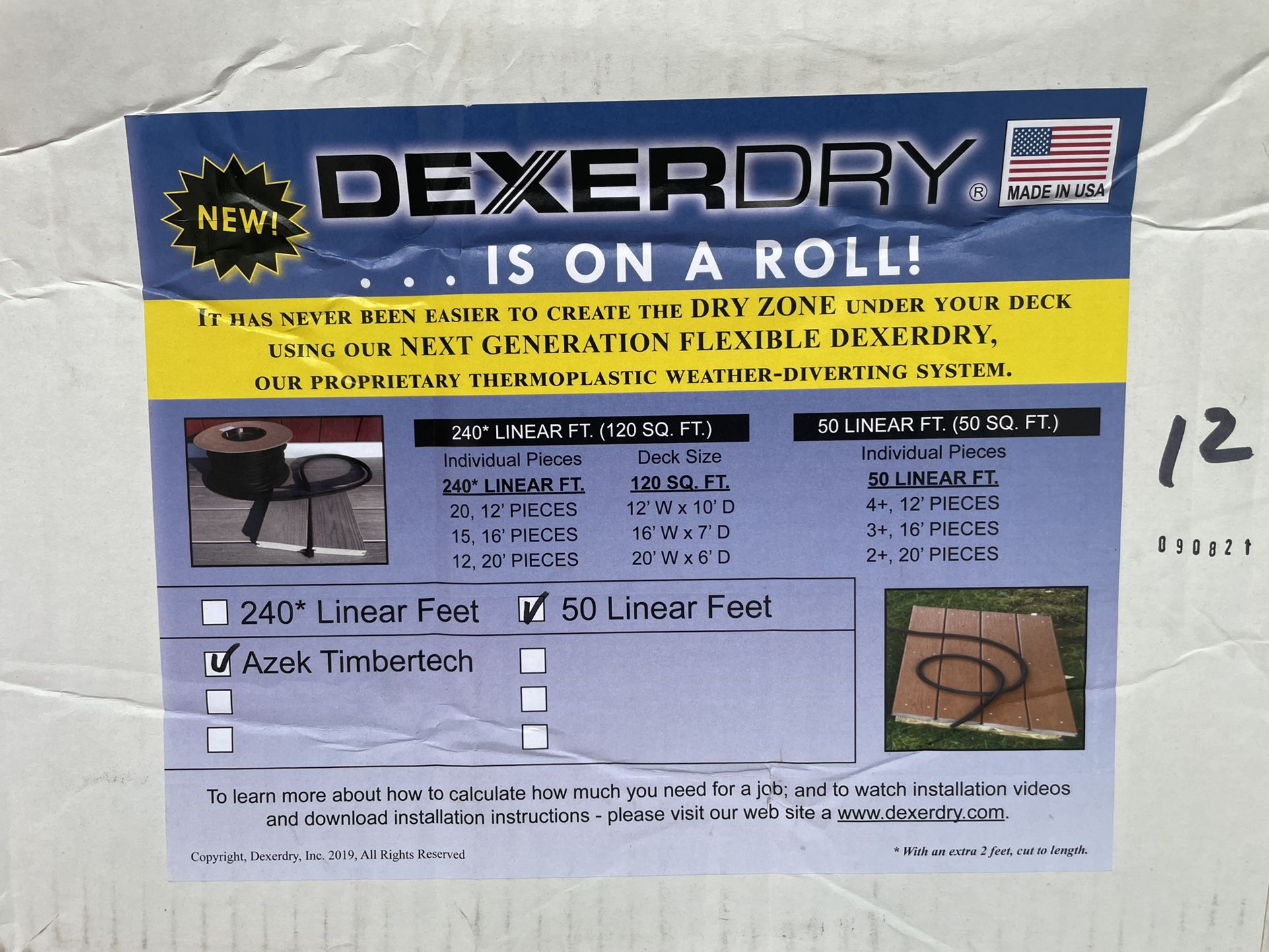 Azek/ Timbertech Decking Seal Dexerdry 2x50ft. -New $530
