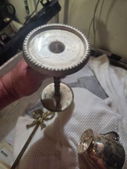 Silver-Tone Metal Candlestick Holder