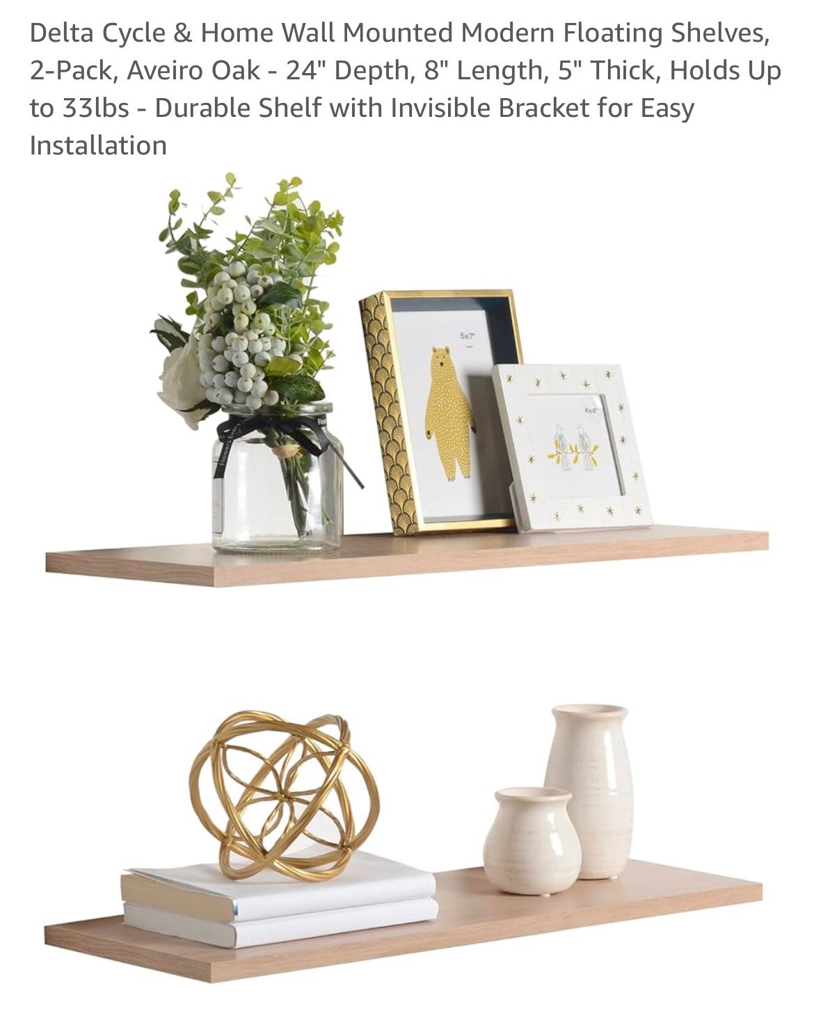 White Oak Finish Floating Shelves (set of 2)