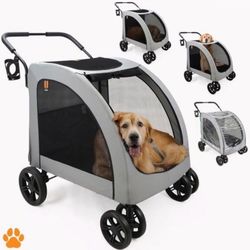 Open Box Duque XXL Wide Pet Stroller Chester - Large Dog Buggy, pet Buggy, Spacious, Travel pet Pushchair, pet pram, Folding, incl. raincover, cuph 