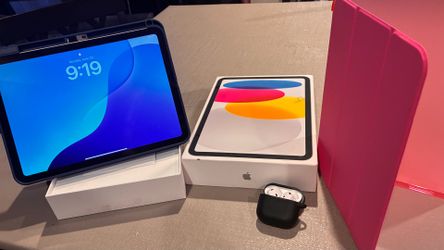 iPad 11 generation 816 with 128 GB AirPods, blue or pink case