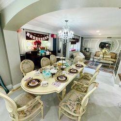 French exquisite dining table with 8 chairs