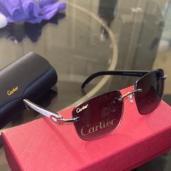 Cartier C Décor CT0030RS sunglasses white buffalo horns 140mm / dark black Smokey lens / authentic 