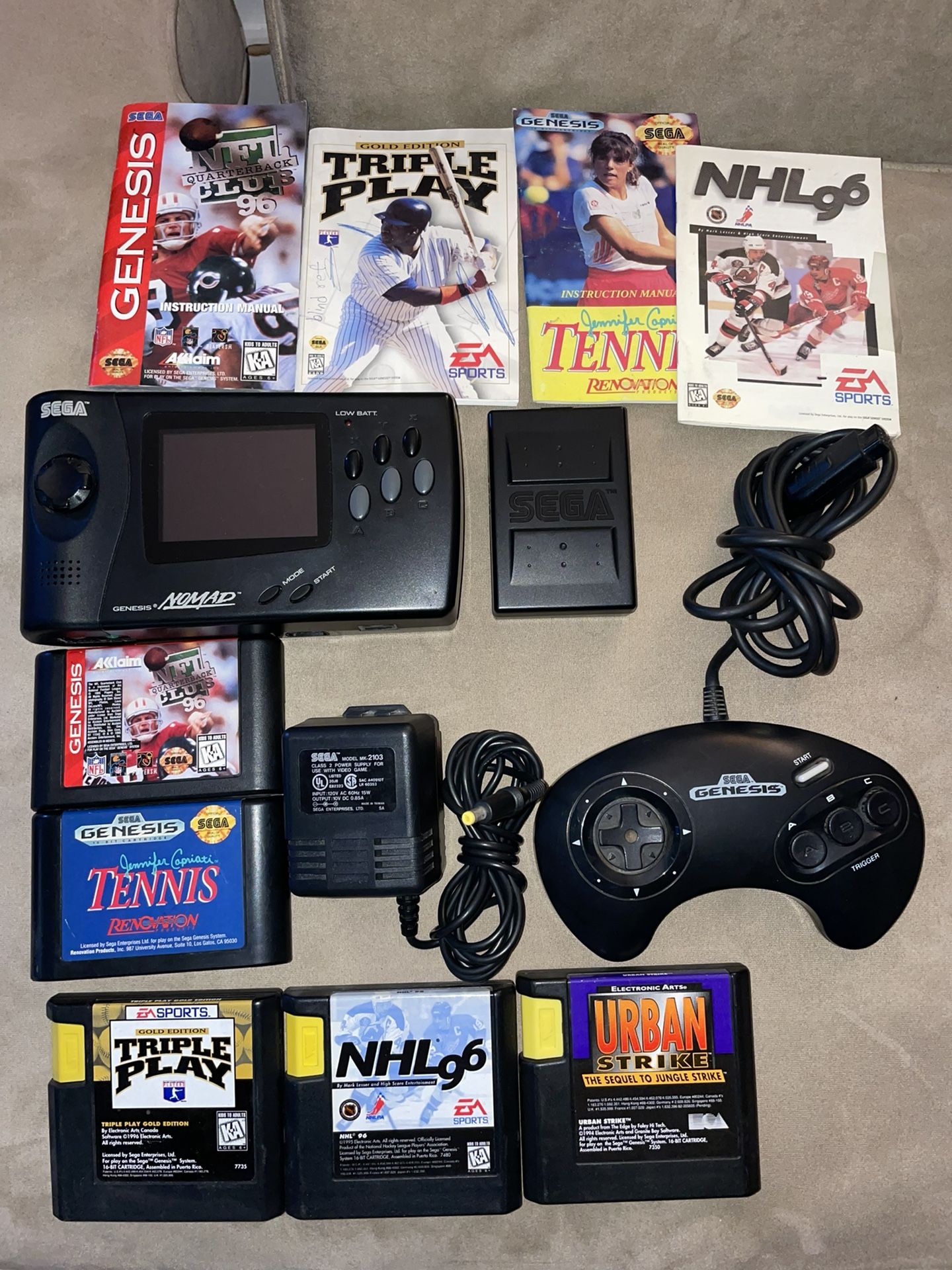 Sega Nomad With Games Battery Pack AC Adapter