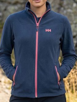 Helly Hansen navy blue fleece jacket with pink zipper Large