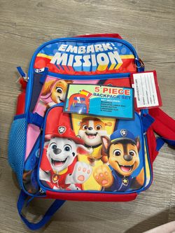 New 16in paw patrol backpack 5 piece set