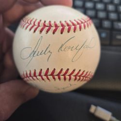 Sandy Koufax, Nolan Ryan, Warren Spahn, Rodger Clemens And Bob Gibson Signed Baseball Ball