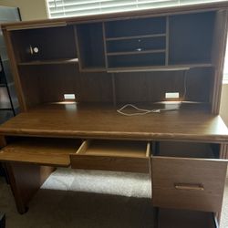 Large Wooden Desk With Hutch